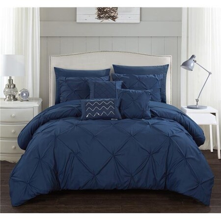 Chic Home Chic Home BCS14924-US Twin Size Zita Comforter Bed Set; Navy - 8 Piece BCS14924-US
